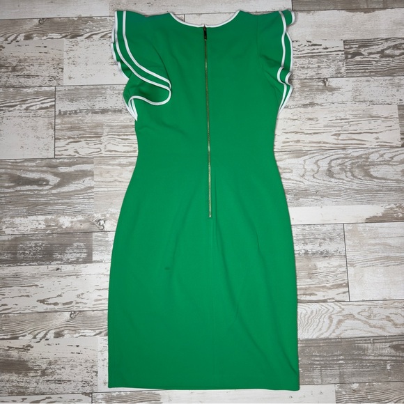 Tommy Hilfiger Green Sheath Dress Ruffle Sleeves Size 6 - Picture 7 of 10